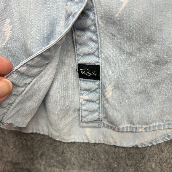 Rails Lightning Bolt Button up Long Sleeve Shirt Women's Size XS Blue Chambray - Picture 4 of 11